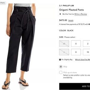 3.1 Phillip Lim Origami Pants Size 6 Color Darkblue